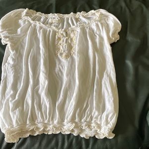 Ralph Lauren Denim Supply cotton peasant top in cream color